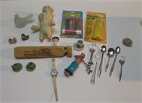 TRAIN WHISTLE, CHILDS ASSORTED TOY LOT, GLITTER