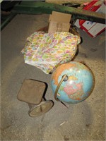 World globe, Hansen scale, bushel basket &