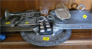 COLLECTION OF SILVERPLATE SERVING ITEMS