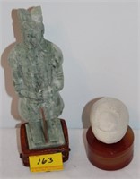 2PC MARBLE AND CLAY FIGURES