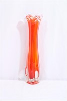 MCM Hand-Blown Orange Art Glass Bud Vase