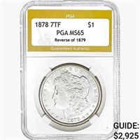 1878 7TF Morgan Silver Dollar PGA MS65 REV 79