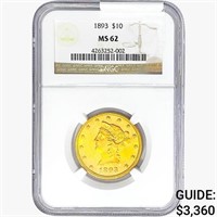 1893 $10 Gold Eagle NGC MS62