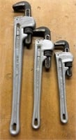Lot of 3 Pittsburgh Aluminum Pipe Wrenches