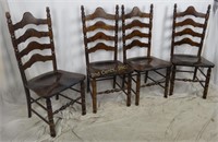 4 Wood Ladder Back Bent & Bros Colonial Chairs