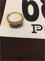 14K Gold Ring with (4) Purple Stones