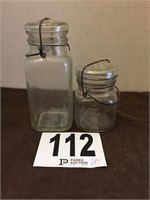 (2) Old Jars with Glass Lids