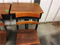 antique school desk- back to back row style