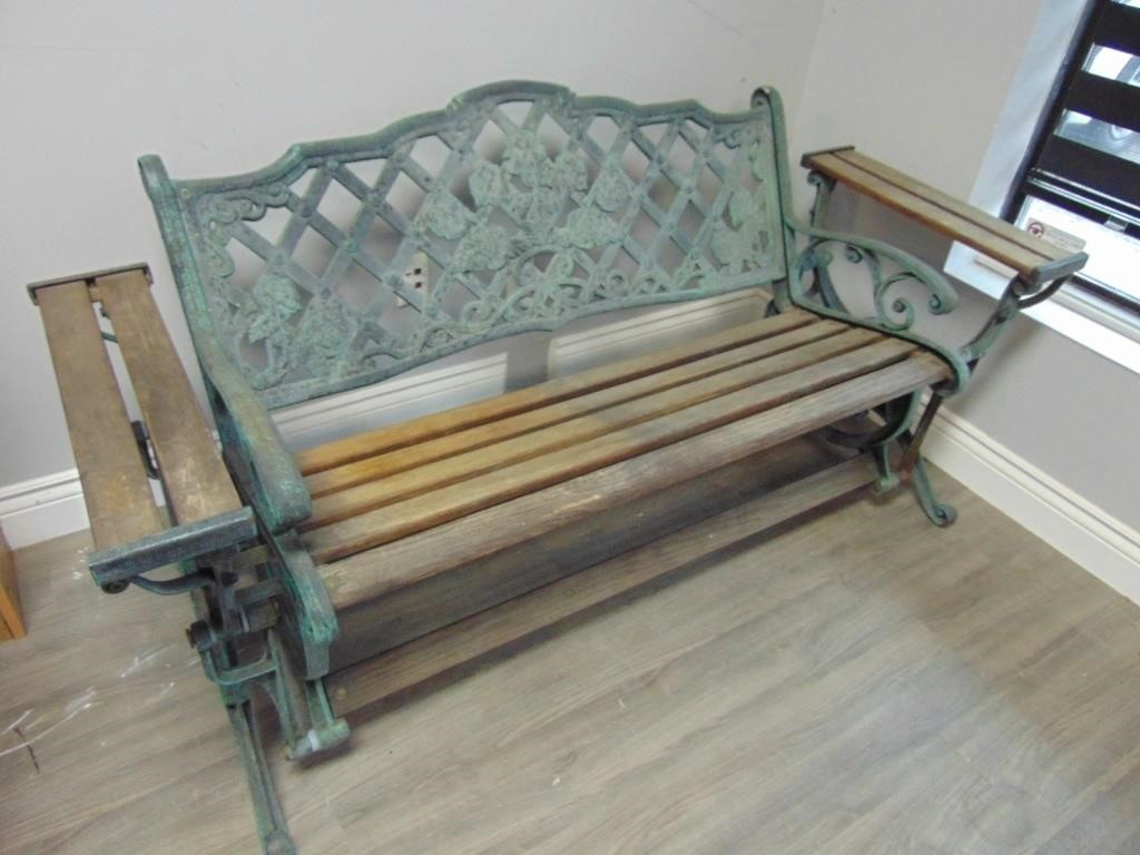 Cast And Wood Garden Bench Rocker ,