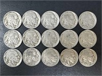 Buffalo Nickels w/dates (15 coins)