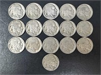 Buffalo Nickels no dates (16 coins)