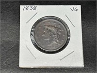 1838 Large Cent VG