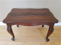1920'S BENCH MADE FLAMED MAHOGANY END TABLE-MINT