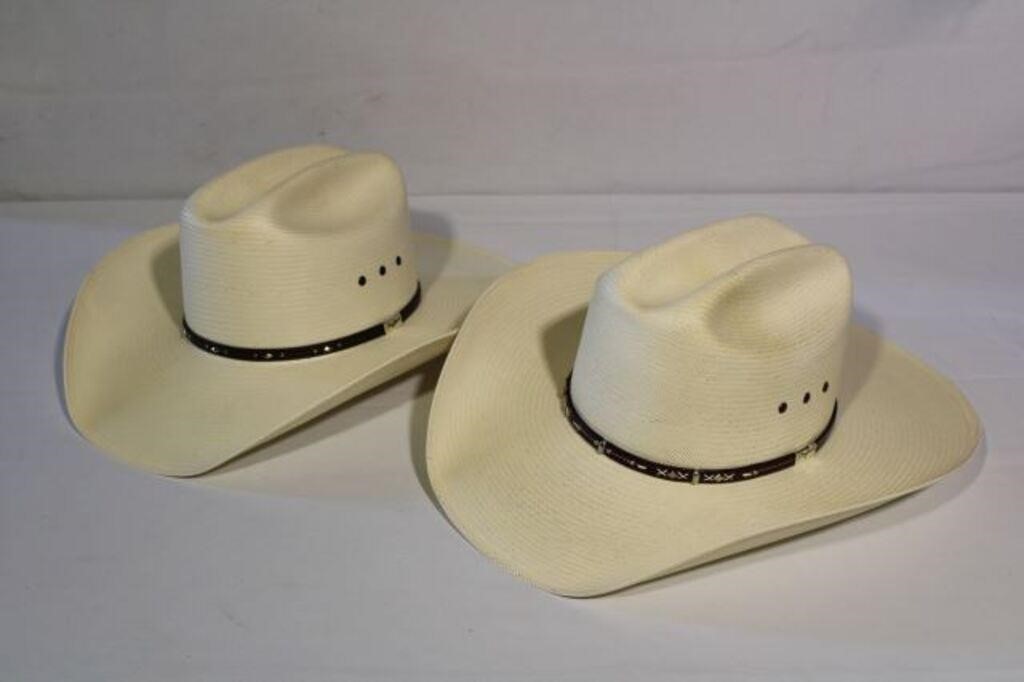 (2) Men's Resistol Straw Hats 10X Size 7-1/2