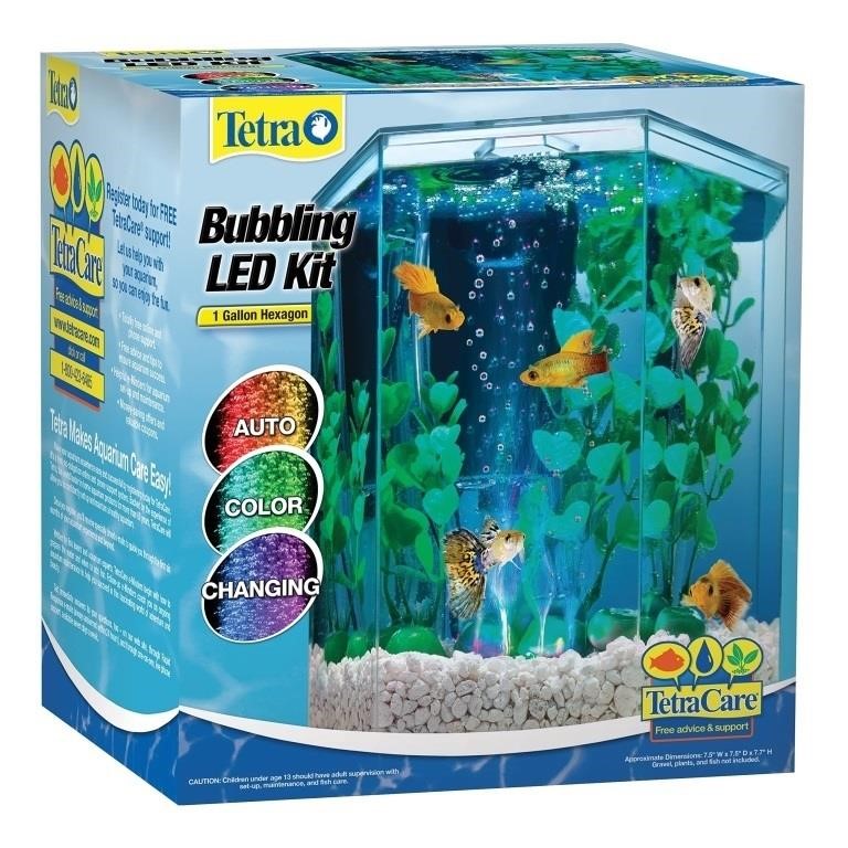 Tetra Aquarium Kit, 1 Gallon Hexagon Shaped Fish