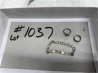 Sterling rings and Bracelet, 19g