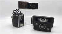 3 Vintage Kodak Cameras Jiffy Kodak, Duaflex Ii