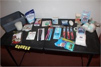 Toothbrushes, combs, cotton balls, gloves