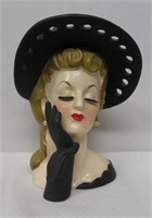 Napco C569/MB 1959 Lady Head Vase Black Dress