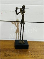 bronze flute player - 10" tall