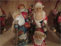4 Assorted Hand Carved & Hand Painted Santas