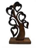 Wooden Carved Heart Tree 15" Tall