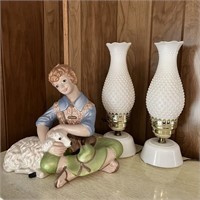 Ceramic Statue & Plastic Lamps