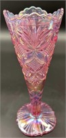 Fenton Pink Carnival Butterfly Vase