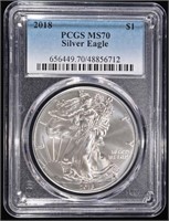 2018 AMERICAN SILVER EAGLE PCGS MS70