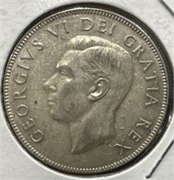 1951 50 Cents Silver Coin- Narrow Date (ND)