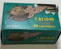 20 QTY BROWN BEAR 7.62X54 174GR AMMO