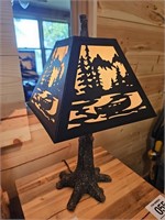 Cool Northwoods lamp 24" t - edging on shade is