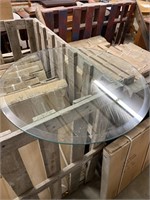 Three pieces of 26 inch beveled glass table top