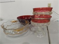 RUBY BOWL, RUBY-FLASH COMPOTES & OTHER GLASSWARE