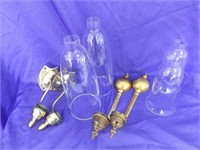 TWO PAIR OF BRASS WALL CANDLE SCONCES