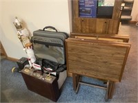 TV trays, luggage, nutcrackers, assorted items