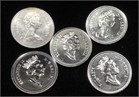 Coins -Canada 5 Cents 1986-89-90-91-92