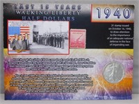 1940 Walking Liberty Half Dollar with 2 Cent