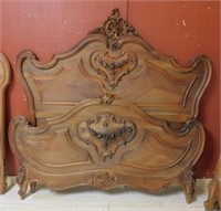 Beautifully Carved Louis XV Style Walnut Bed.