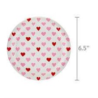 Valentine's Day Pink Hearts Plates 7 inch  11 Ct