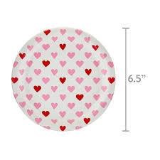 Valentine's Day Pink Hearts Plates 7 inch  11 Ct