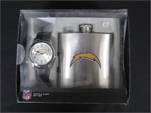 CHARGERS FLASK AND WATCH GIFT SET CIB