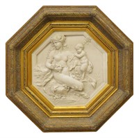 ENGLISH MARBLE RELIEF PLAQUE SATYRESS & PUTTO
