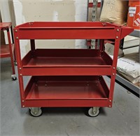 Red Metal Utility Cart w. Casters