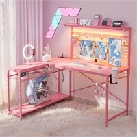 N5523  Bestier 51" L Shaped Gaming Desk Pink