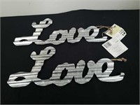 2 New 16x 6-in tin love signs