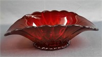Vintage Ruby Red Glass Oval Bowl Dish