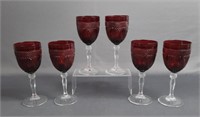 6 Luminarc Vintage Ruby Red Goblets