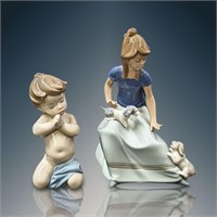 Pair Of Lladro Porcelain Figures, "A Child's Praye
