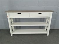 Painted Wood Two Drawer Two Shelf Hall Table